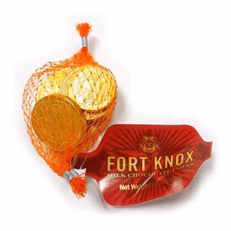 Photo of Gold Coins Chocolate Foiled Ft Knox Mesh Bag