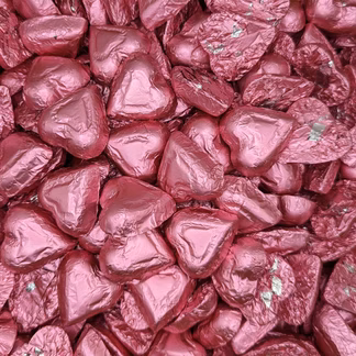 Photo of Gourmet Ultra Milk Chocolate Pink Foil Hearts 5 oz