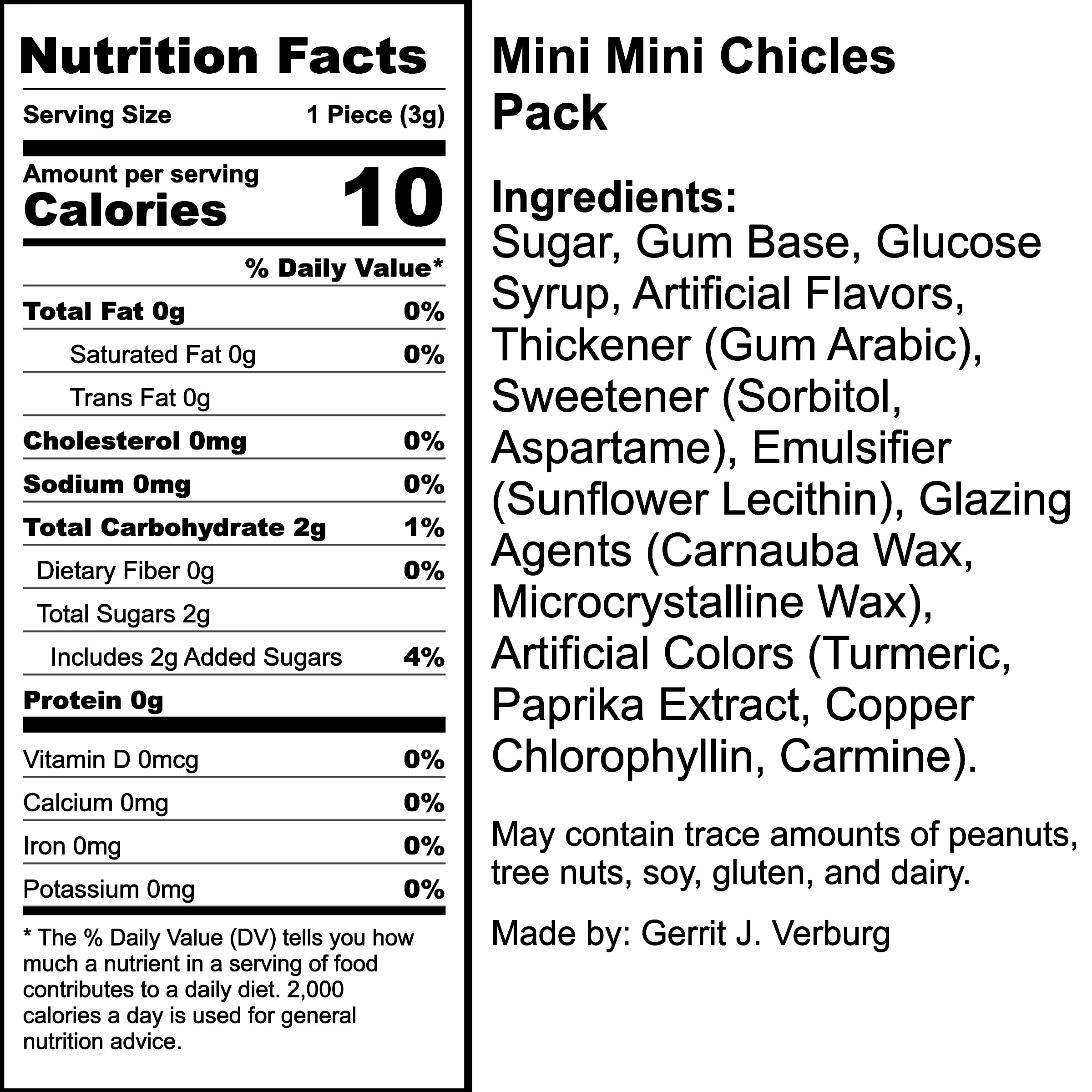 Nutrition Label