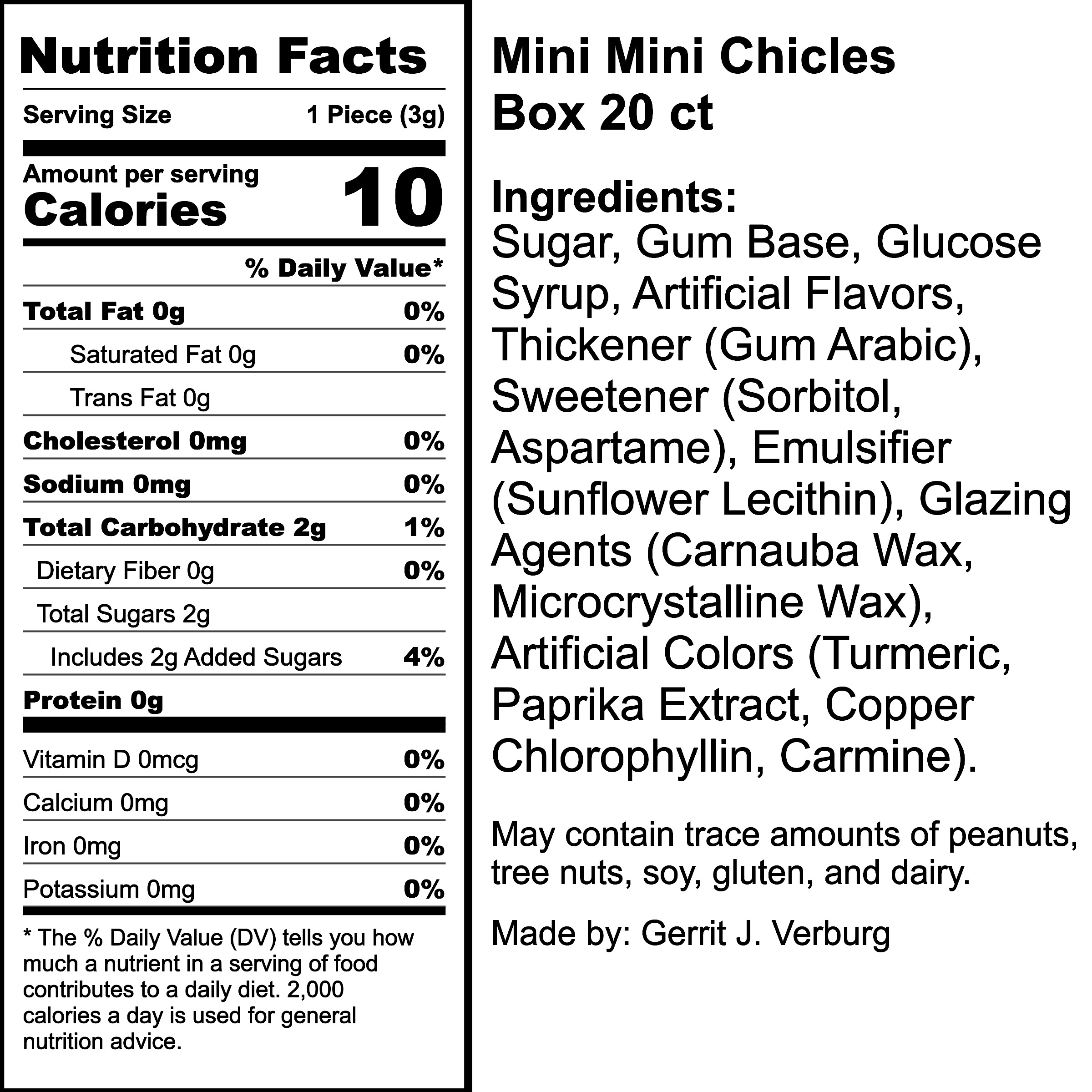Nutrition Label
