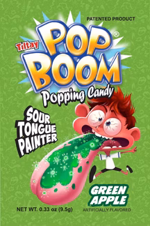 Photo of Pop Boom Popping Candy Green Apple Sour Tongue Painter 0.33 oz